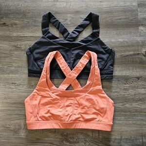 lululemon athletica Rack Pack Cross-Back Sports Bra - Black and Coral